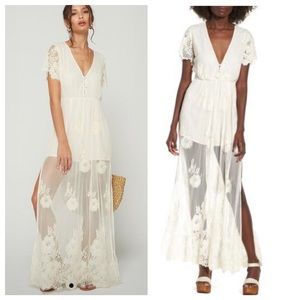 NWT Show Me Your MuMu Alina Lace Maxi Romper Cream